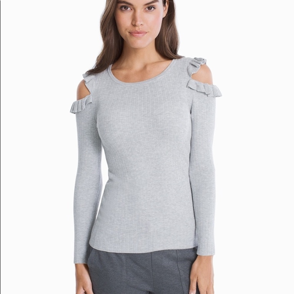 Long Sleeve Ruffle Shoulder PO Sweater
